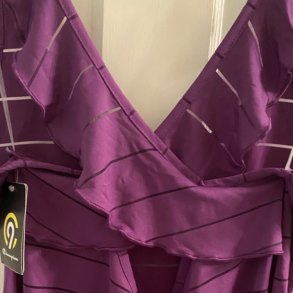 NWT C9 Champion Sheer Stripes Crisscross Back Ruffled Strap Tank Top - Picture 4 of 9